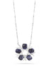 Silver-Tone Metal Deer Horn Blue Faceted Stone Pendant Necklce