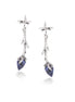 Silver-Tone Metal Blue Teardrop Stone Drop Earrings