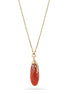 Antique Gold-Tone Metal Orange Faceted Teardrop Stone Pendabt Necklace
