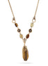 Gold-Tone Metal Tiger'S Eye Natural Stone Necklace