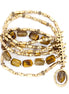 Gold-Tone Metal Beads Tiger'S Eye Stretch Bracelets