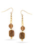 Gold-Tone Metal Tiger'S Eye Drop Earrings