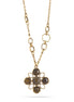 Antique Gold-Tone Metal Brown Faceted Stone Pendant Necklace