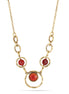Antique Gold-Tone Metal Orange Faceted Stone Necklace
