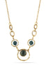Antique Gold-Tone Metal Green Faceted Stone Necklace