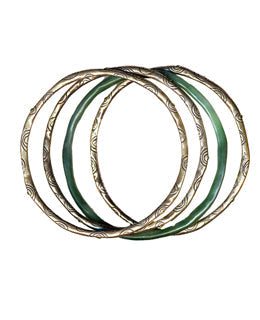 Gold-Tone Metal 4 Piece Crystal Bangles