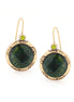 Gold-Tone Metal Green Faceted Stone Crystal Drop Earrings