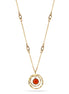 Antique Gold-Tone Metal Orange Faceted Stone Round Pendant Necklace