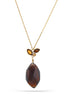 Gold-Tone Metal Brown Faceted Stone Crystal Necklace
