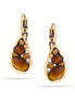 Gold-Tone Metal Tiger'S Eye Gold Crystal Drop Earrings