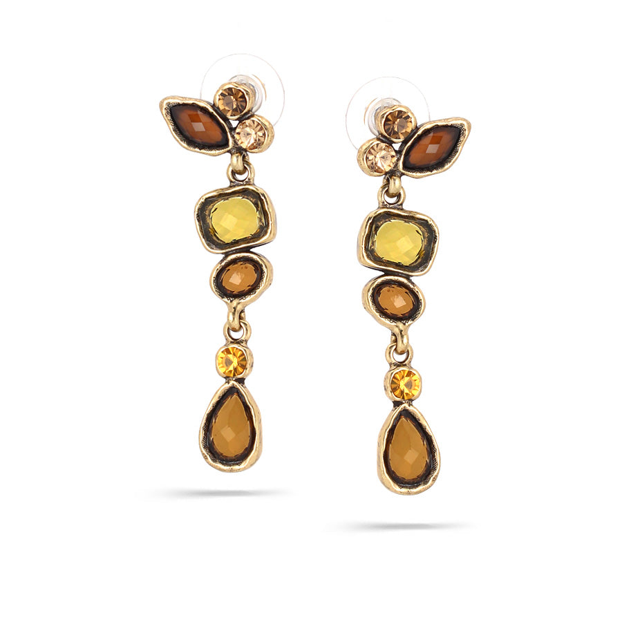 Yellow And Orange Crystal Drop Earrings