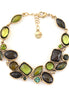 Gold-Tone Metal Green Faceted Stone Wrap Aeround Bracelets