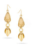 Gold-Tone Metal Leaf Natural Stone Teardrop Earrings