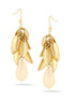 Gold-Tone Metal Leaf Natural Stone Drop Earrings