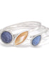 Silver-Tone Metal Blue Stone And Mother Of Pearl Set Of 3 Bangles