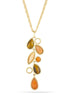 Gold-Tone Metal Tiger'S Eye And Brown Teardrop Necklace