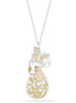 Silver-Tone Metal Teardrop Eanamel Flower Pendant Mother Of Pearl And White Crystal Peace Necklace