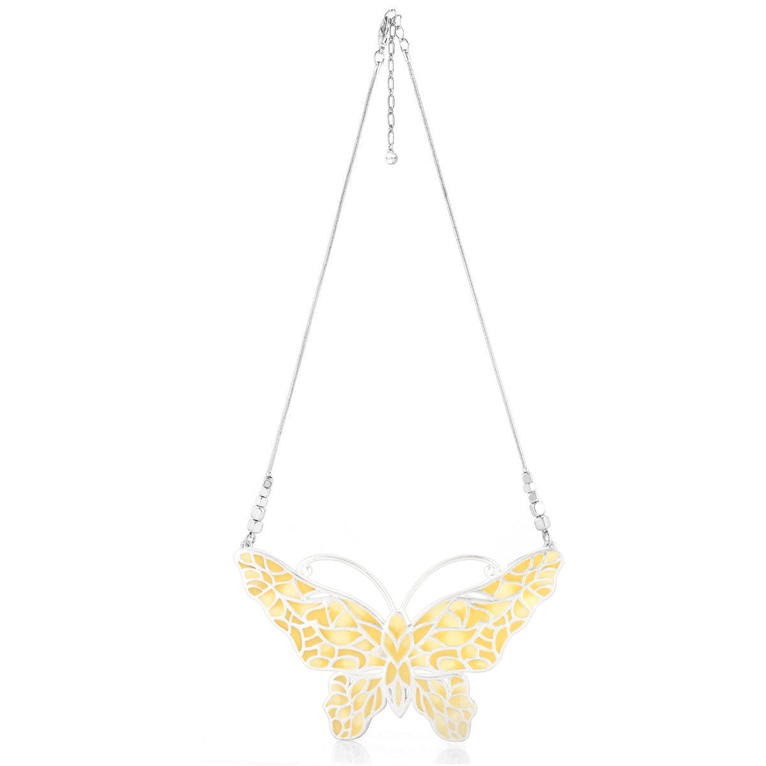 Silver-Tone Metal Butterfly Enamel Lobster Clasp Necklace