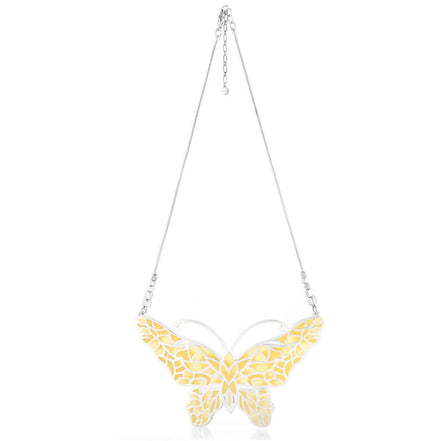 Silver-Tone Metal Butterfly Enamel Lobster Clasp Necklace