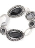 Silver-Tone Metal Black Stretch Bracelets