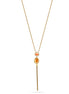 Gold-Tone Metal Carnelian Stone Long Charm Necklace