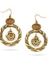 Gold-Tone Metal Flower Brown Stone Drop Earrings