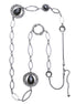 Silver-Tone Metal Black Faceted Stone Link Necklace