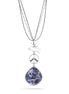 Silver-Tone Metal Blue Stone Peace Charm Necklace