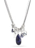 Silver-Tone Metal Blue Teardrop Stone Peace Charm Necklace