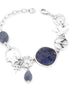 Silver-Tone Metal Blue Faceted Stone Peace Charm Wrap Around Bracelets