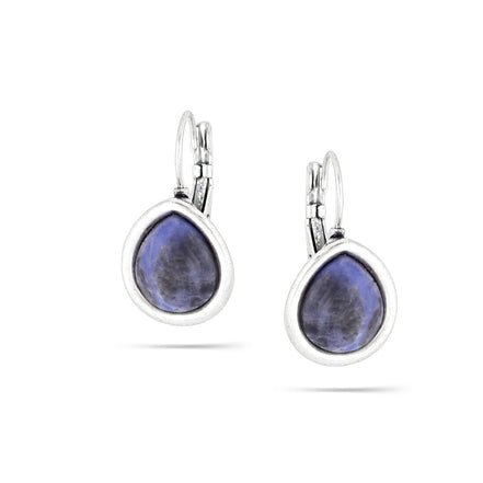 Silver-Tone Metal Lapis Blue Earrinngs
