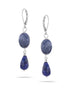 Silver-Tone Metal Blue Faceted Stone Tear Drop Earrings