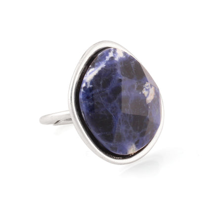 Silver-Tone Metal Blue Adjustable To Fit Most Size Ring