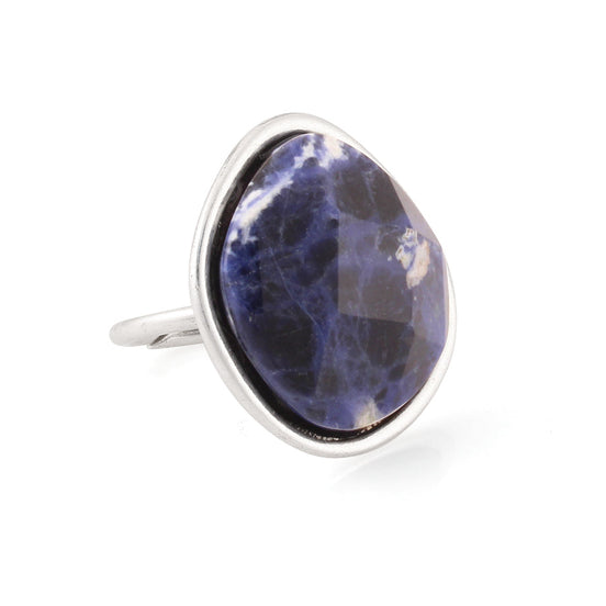 Silver-Tone Metal Blue Adjustable To Fit Most Size Ring