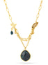 Gold-Tone Metal Green Agate Necklace