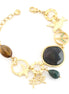 Gold-Tone Metal Green Natural Stone Wrap Around Bracelets