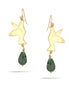 Gold-Tone Metal Bird Green Teardrop Stone Earrings