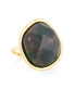 Gold-Tone Metal Green Faceted Stone Adjustable Rings