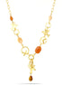 Gold-Tone Metal Carnelian Tiger Eye Charm Necklace