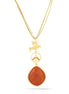 Gold-Tone Metal Charm Carnelian Necklace