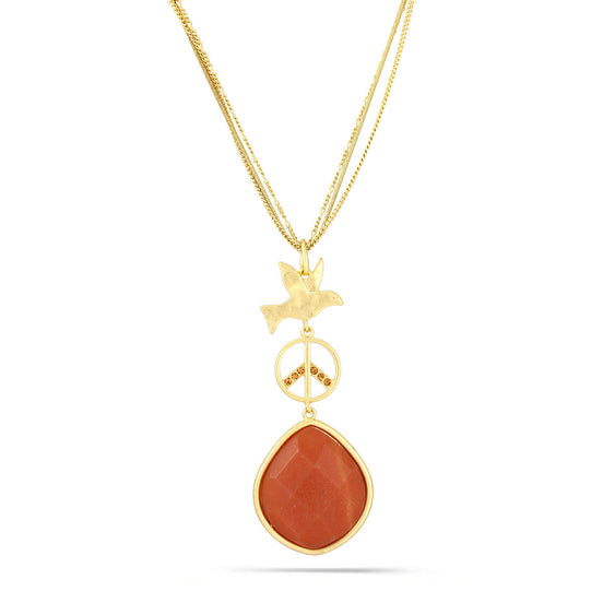 Gold-Tone Metal Charm Carnelian Necklace