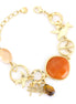 Gold-Tone Metal Tiger'S Eye And Orange Natural Stone Wrap Around Bracelets