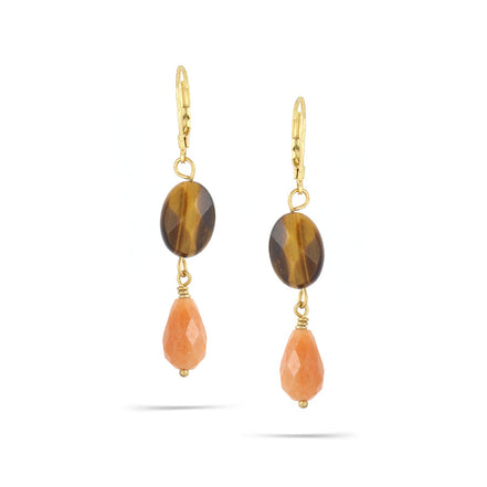 Gold-Tone Metal Tiger Eye Earrings