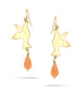 Gold-Tone Metal Bird Orange Teardrop  Stone Earrings