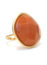 Gold-Tone Metal Carnelian Faceted Adjustable Rings