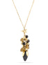 Gold-Tone Metal Grey Stone And Smokey Crystal Necklace