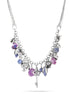 Rhodium-Tone Metal Mix Charm Amethyst Necklace