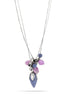 Rhodium-Tone Metal Amethyst Charm Necklace