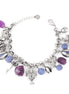Silver-Tone Metal Amethyst Charm Bracelets