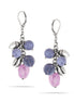 Silver-Tone Metal Blue And Amethyst Stone Drop Earrings